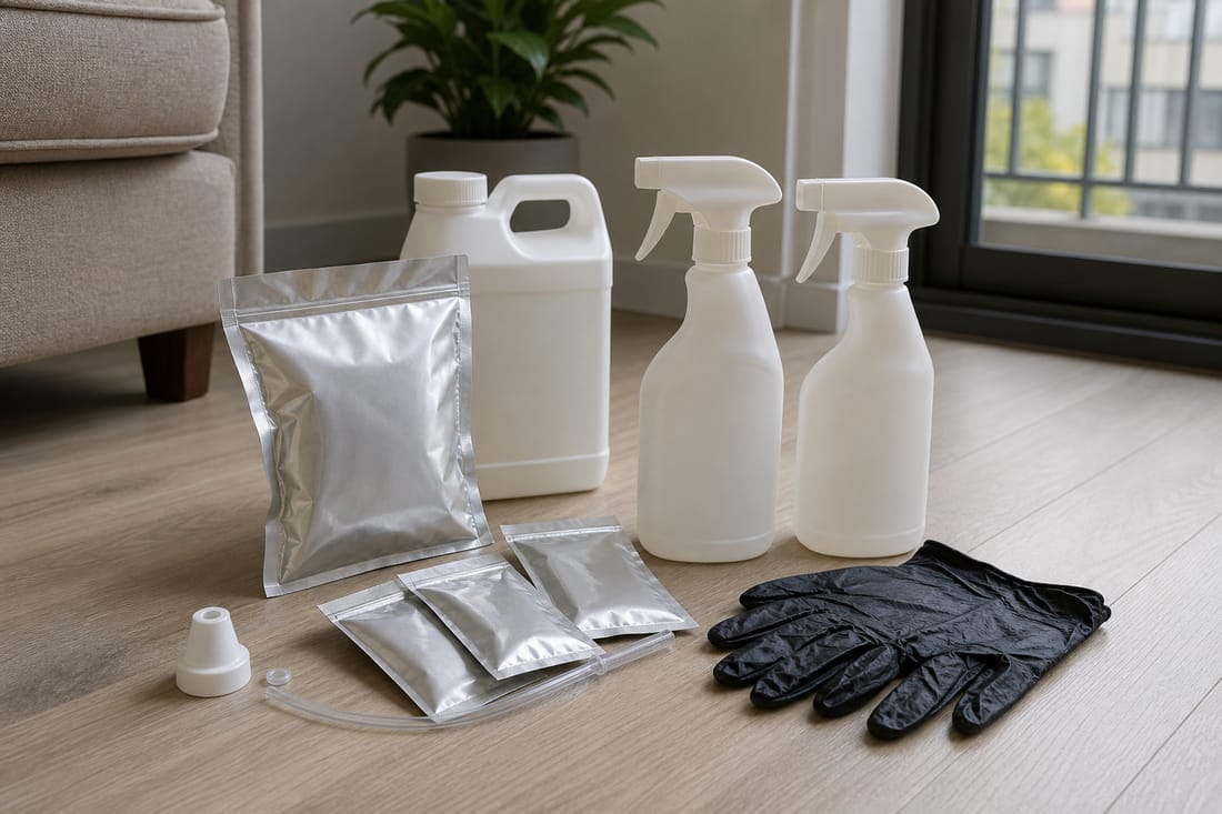 Beispiel: Behandlungsmaterial bereit in einer Wohnung